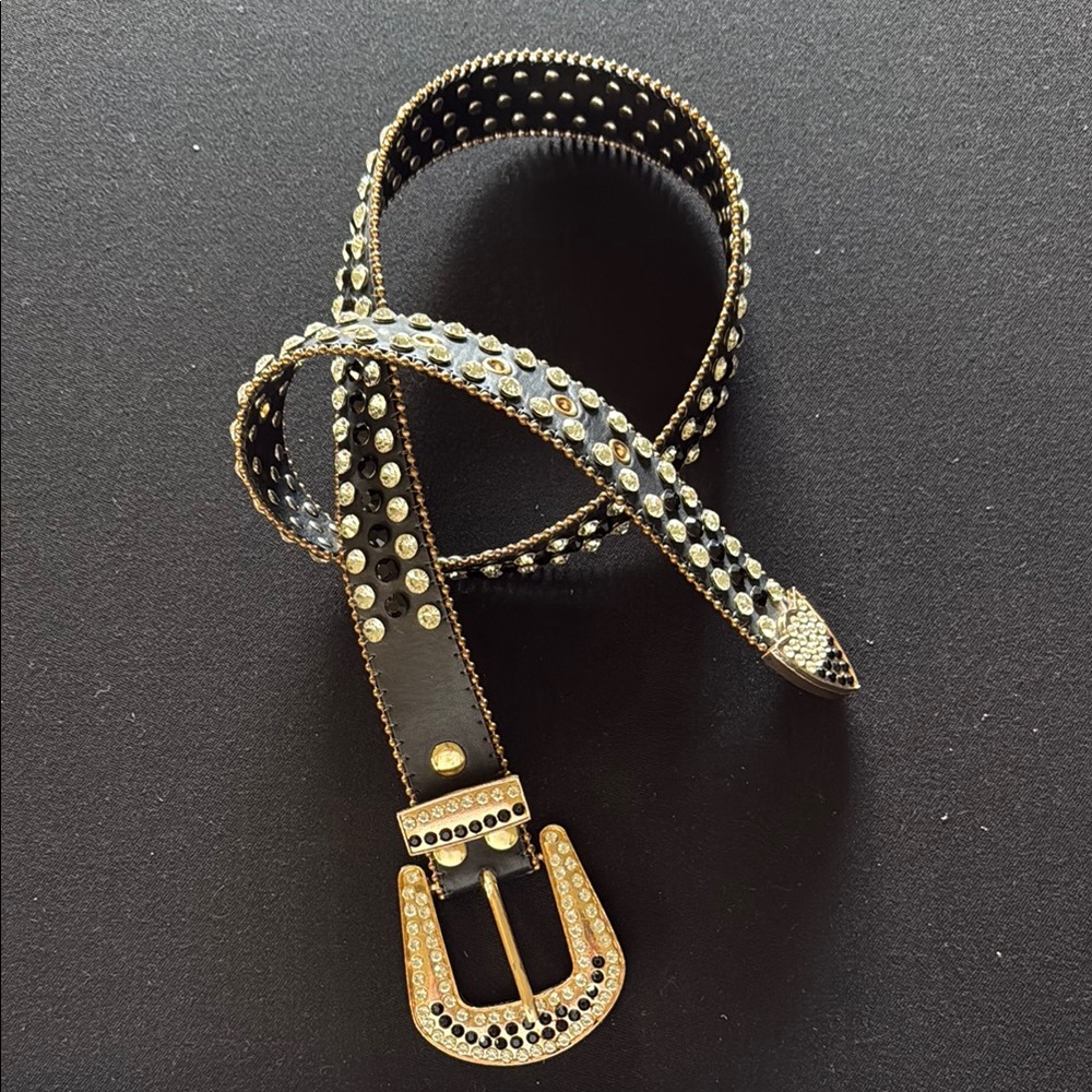 Studded Black and Gold Belt